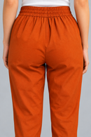 Rust Orange Narrow Leg Cotton Pants
