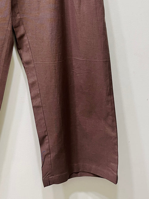 Brown Wide Leg Cotton Pants