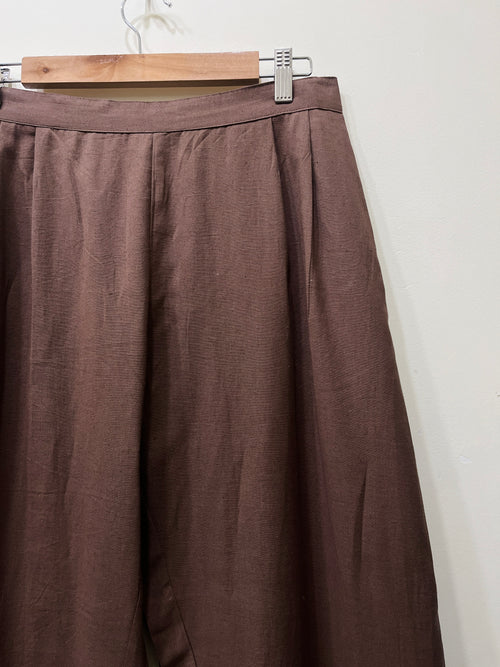 Brown Wide Leg Cotton Pants
