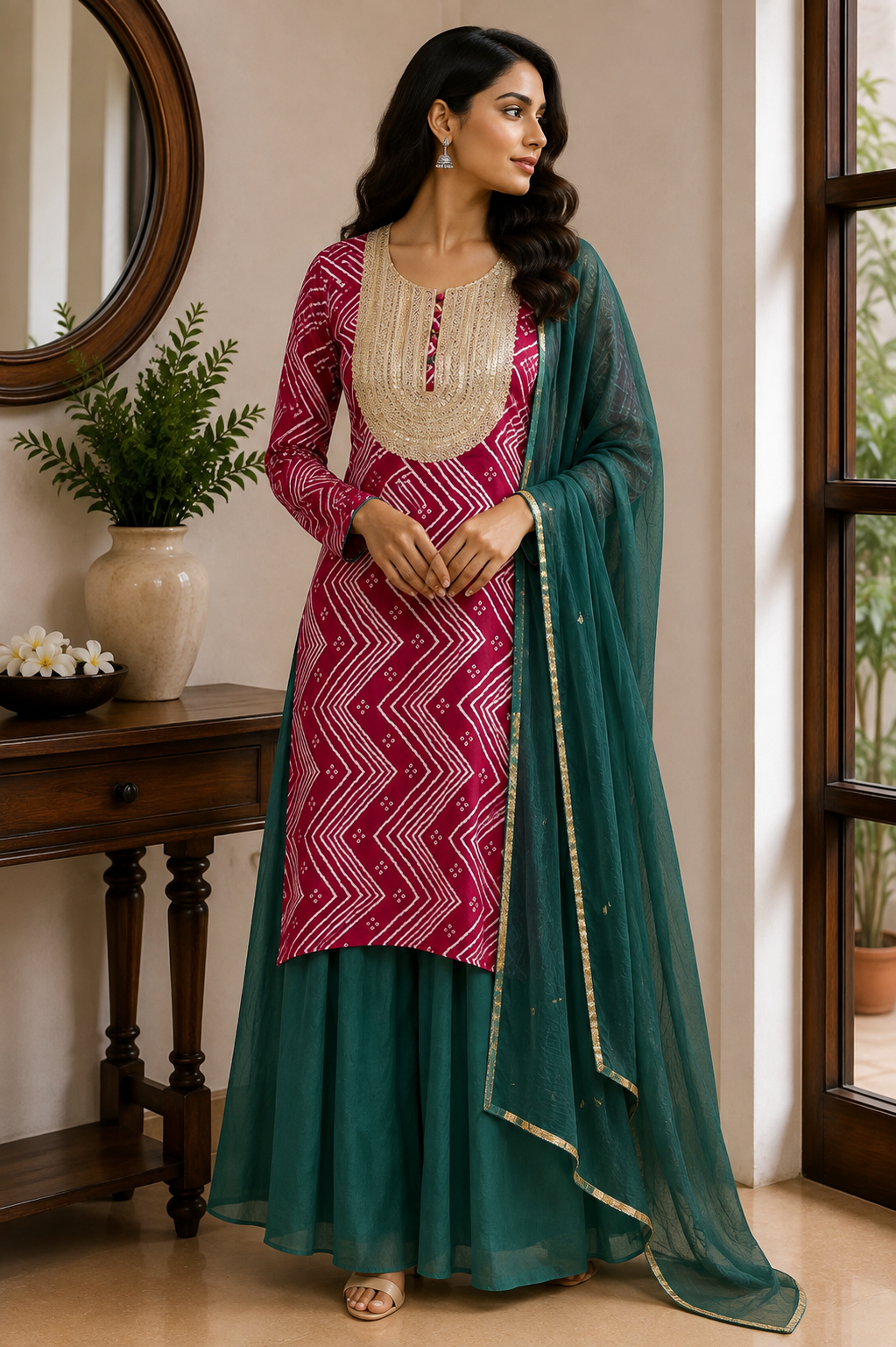 Gulab-e-Neel Kurta Set
