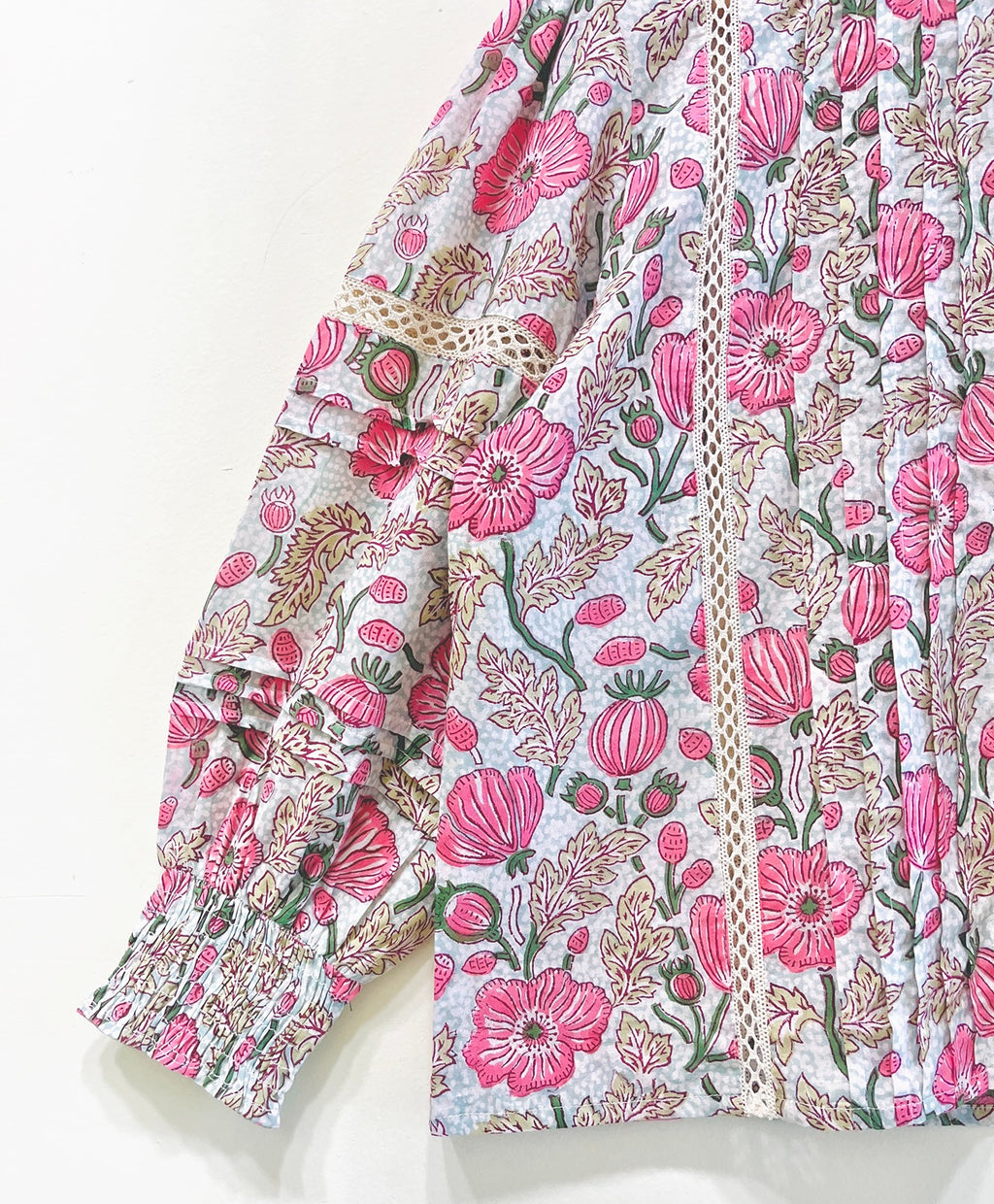 Lace Block Printed Cotton Short Top