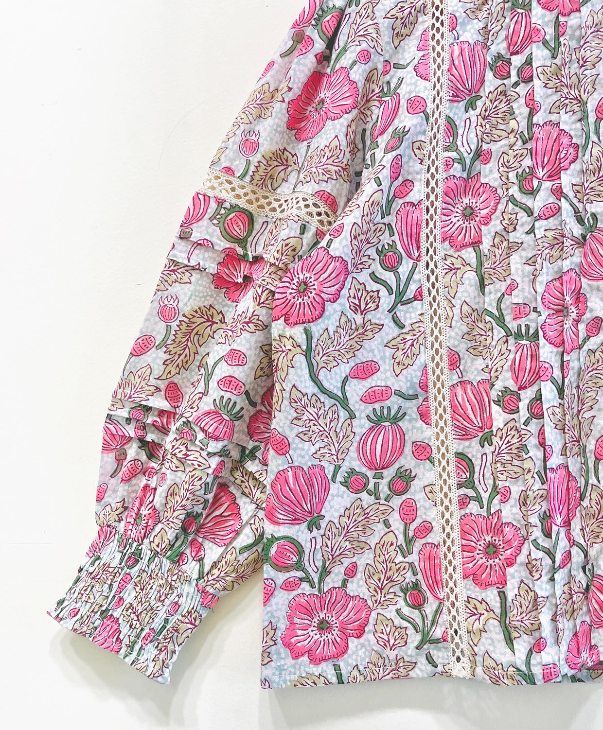 Lace Block Printed Cotton Short Top