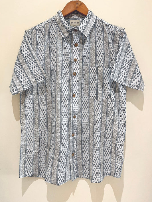 COTTON BLOCK PRINTED HALF SLEEVE SHIRT