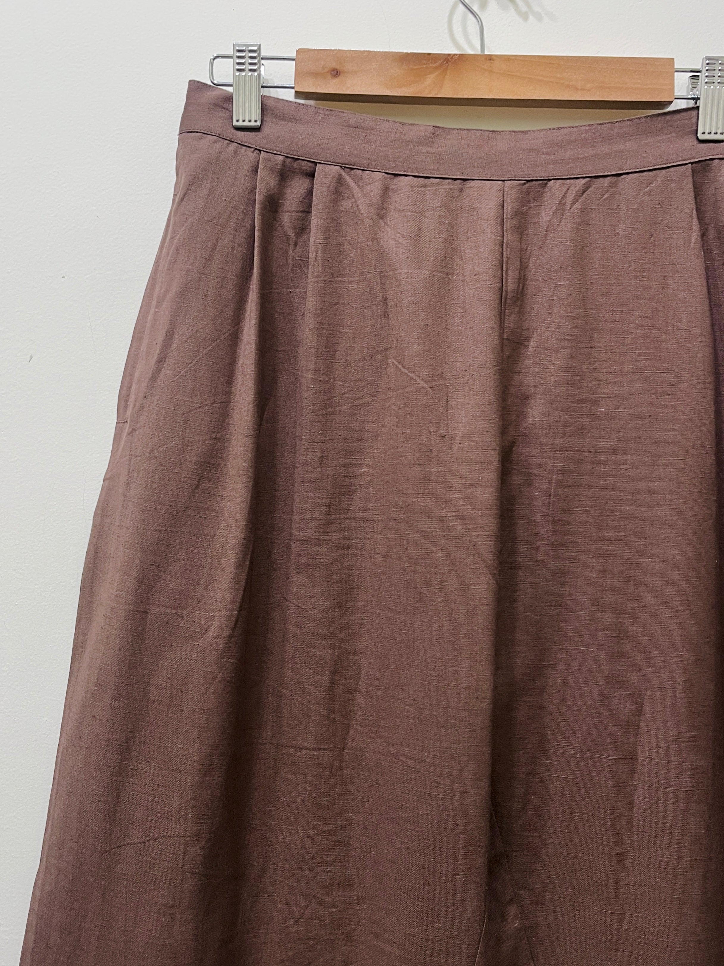 Brown Wide Leg Cotton Pants
