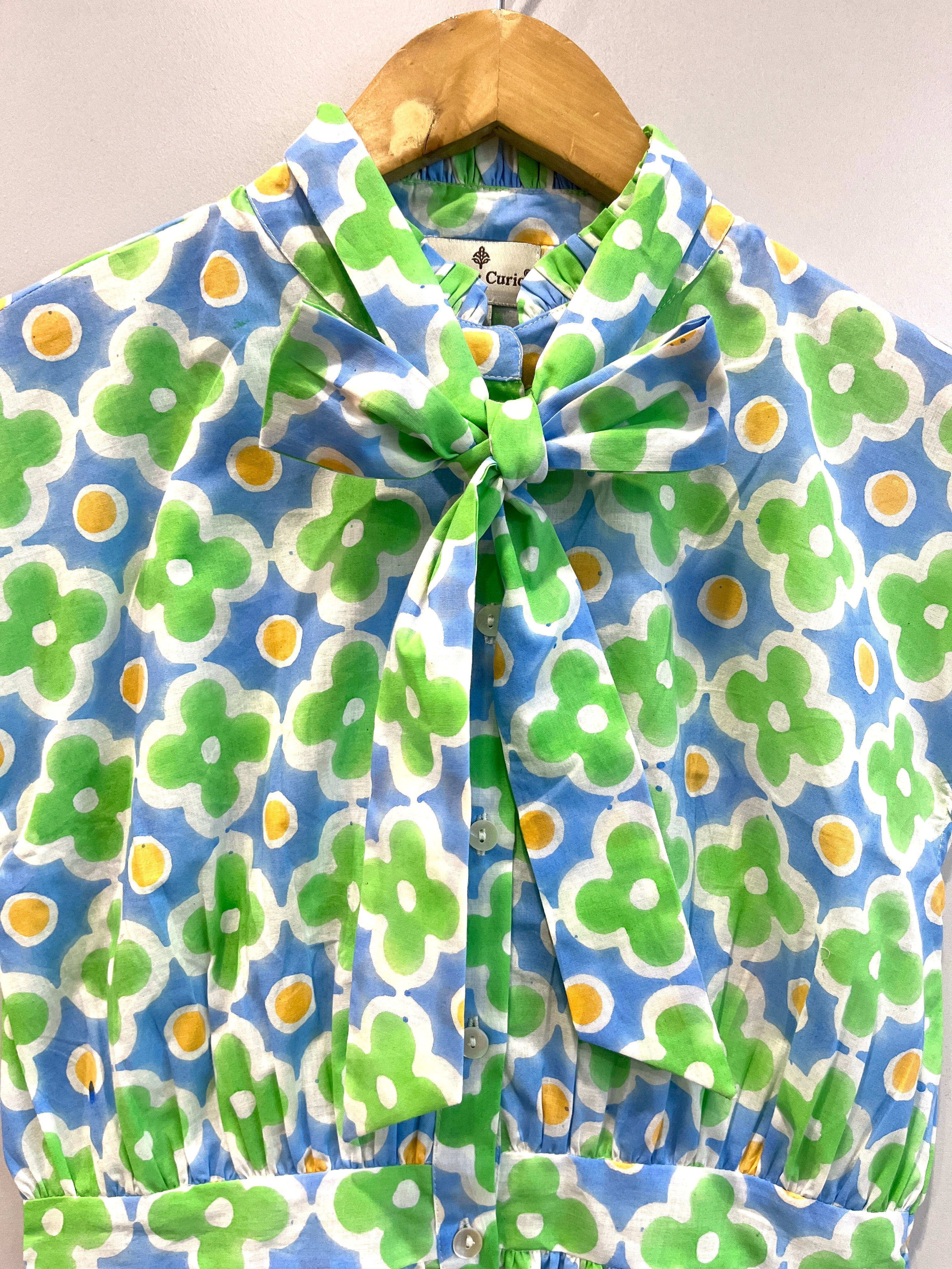 Meadow Pop Bow-Tie Cotton Top