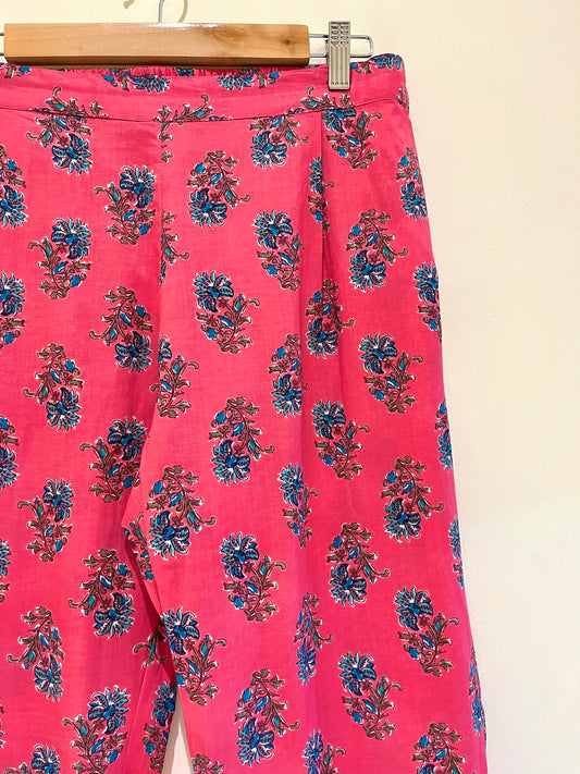 Pink Printed Cotton Pants