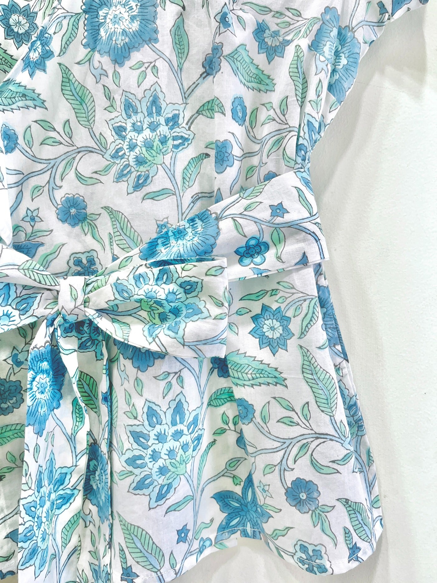 Azure Vine Wrap Cotton Top