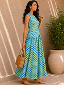 Azure Meadow Cotton Skirt