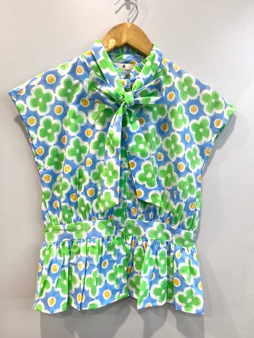 Meadow Pop Bow-Tie Cotton Top
