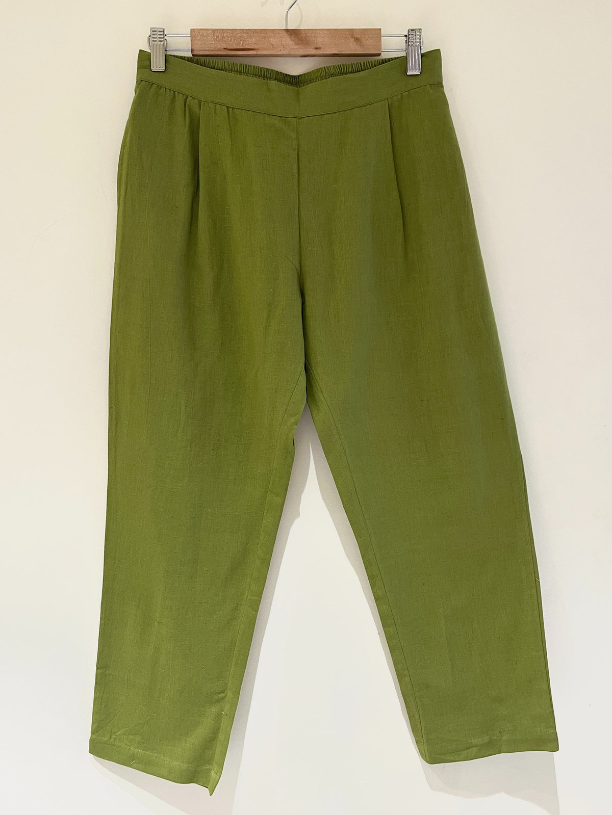 Green Narrow Leg Cotton Pants