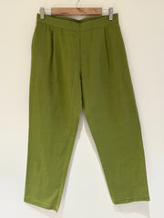 Green Narrow Leg Cotton Pants