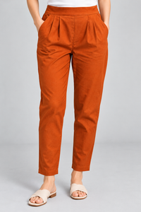 Rust Orange Narrow Leg Cotton Pants