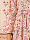 Peachy Floral Printed Dress
