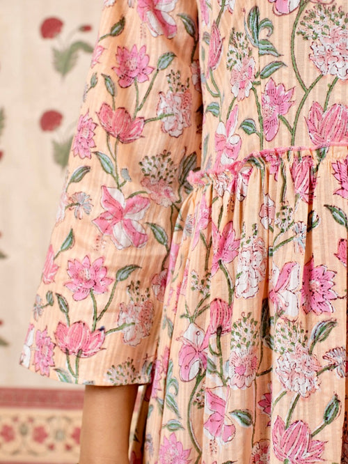 Peachy Floral Printed Dress