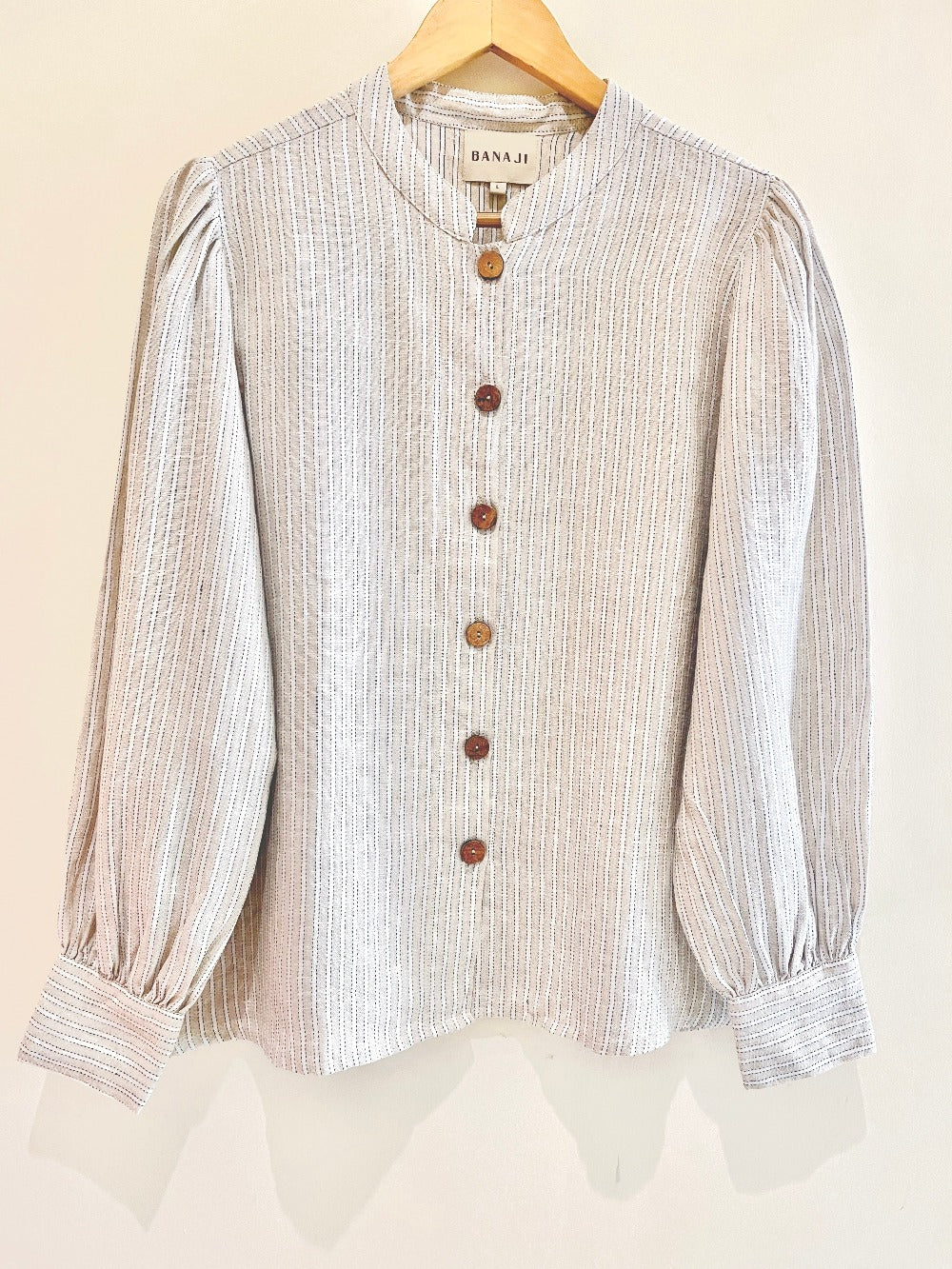 Weaved Pure Linen Shirt Style Top