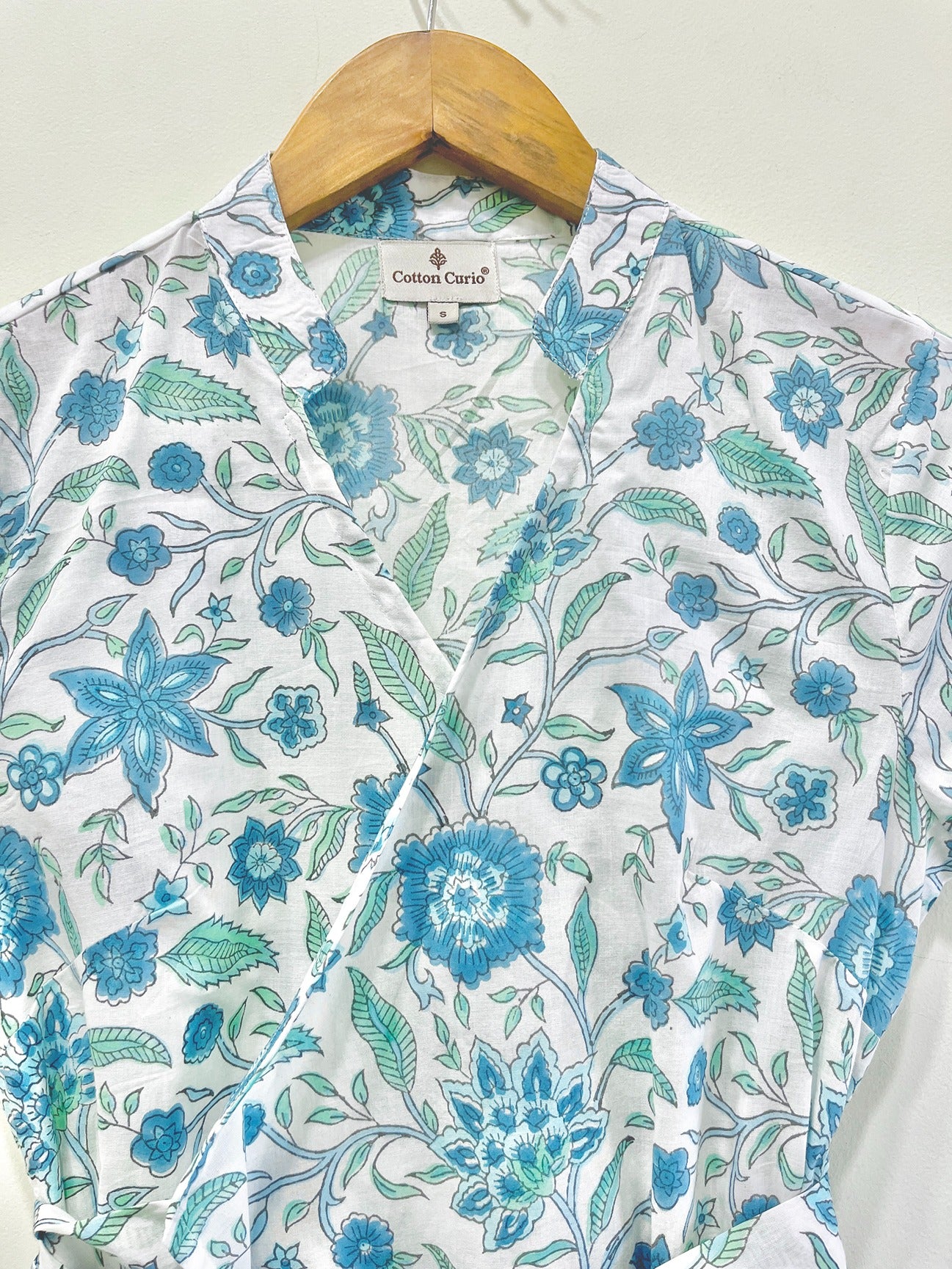 Azure Vine Wrap Cotton Top