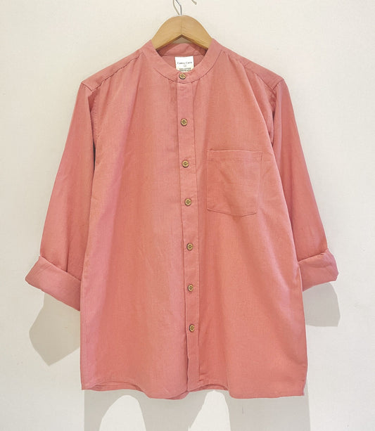 Peach Cotton Flax Full Sleeve Shirt
