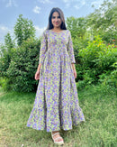 Purple Lotus Printed Dress