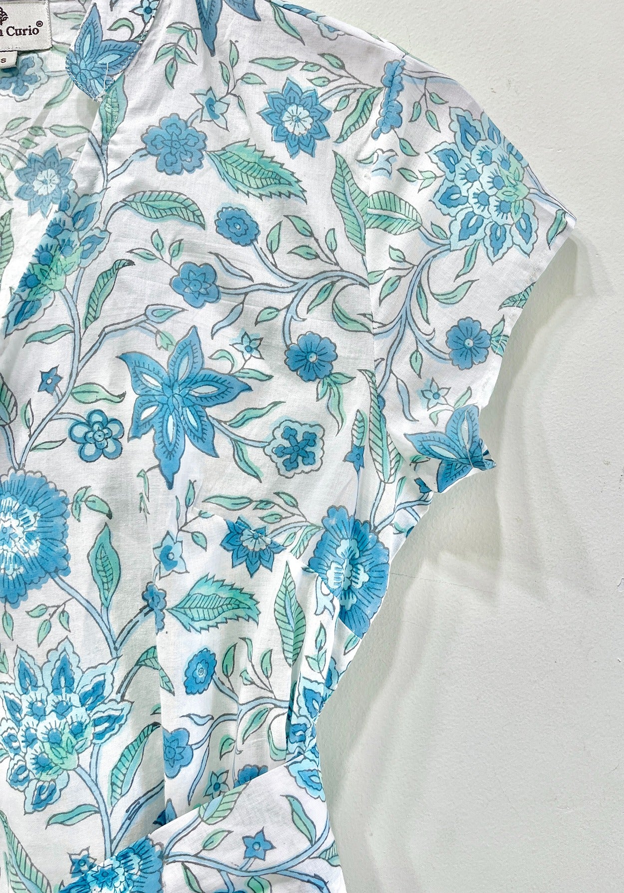 Azure Vine Wrap Cotton Top