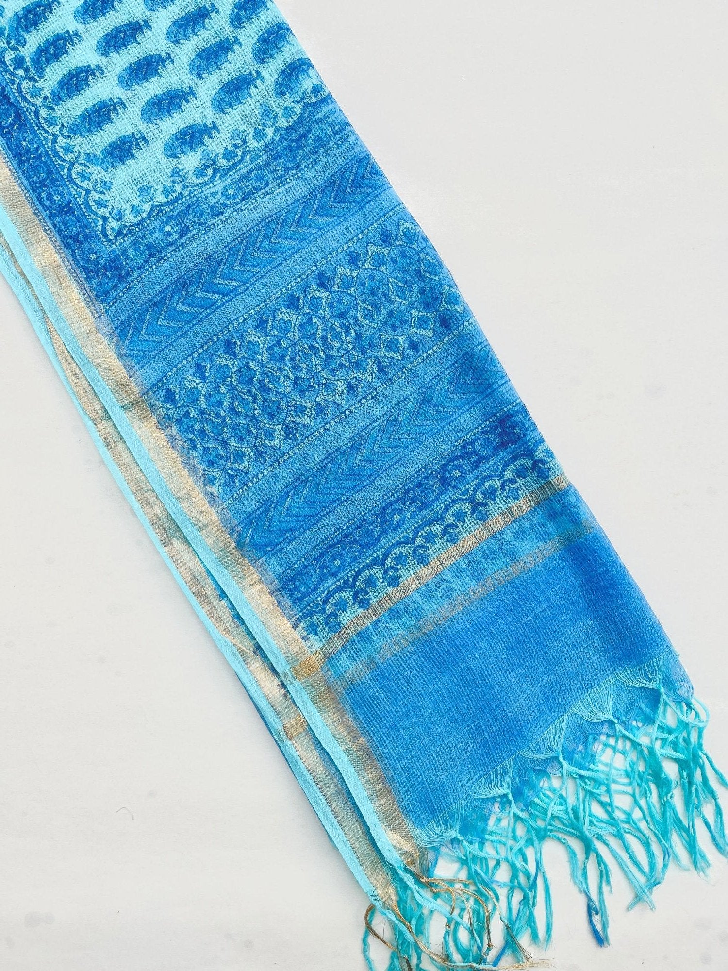 Block Printed Kota Doria Dupatta