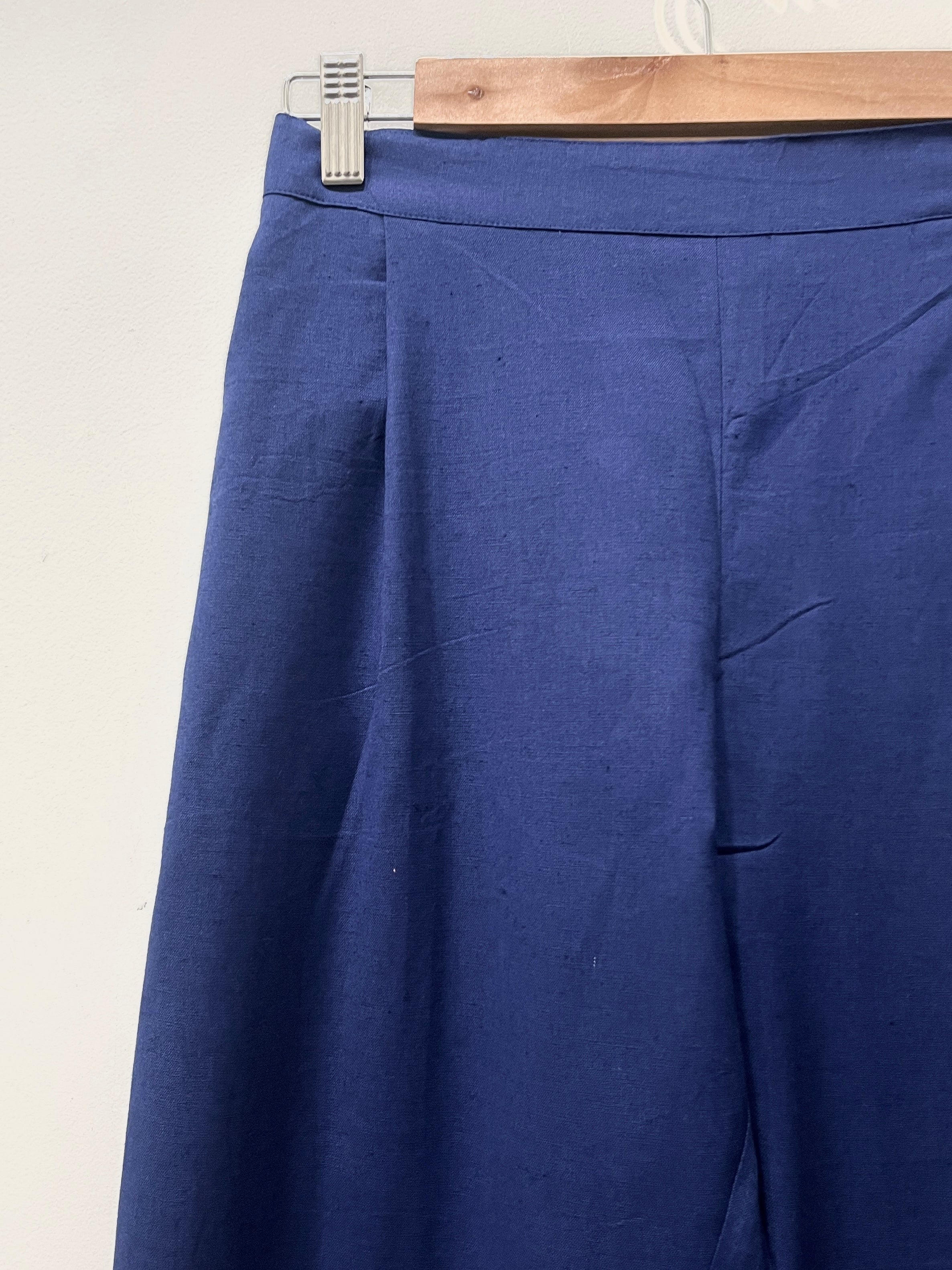 Navy Blue Narrow Leg Cotton Pants