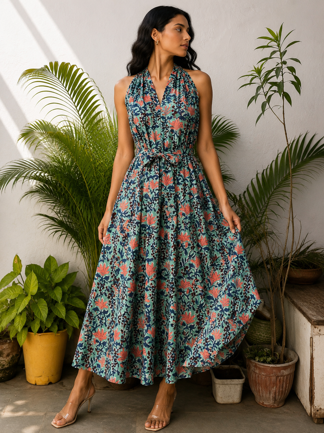 Tropical Breeze Halter Dress
