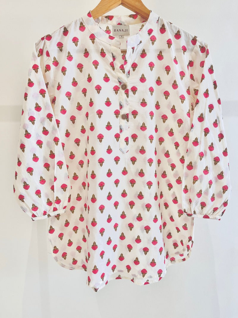 Block Printed Cotton Short Kurti
