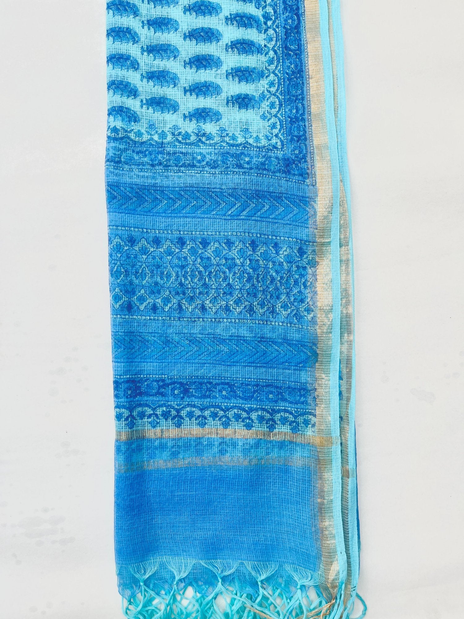 Block Printed Kota Doria Dupatta