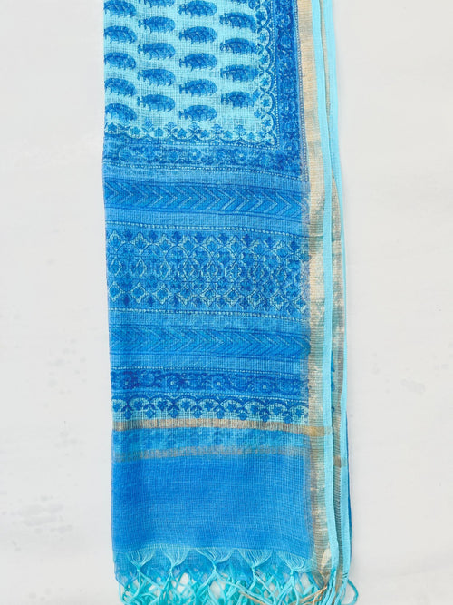 Block Printed Kota Doria Dupatta