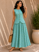 Azure Meadow Cotton Skirt