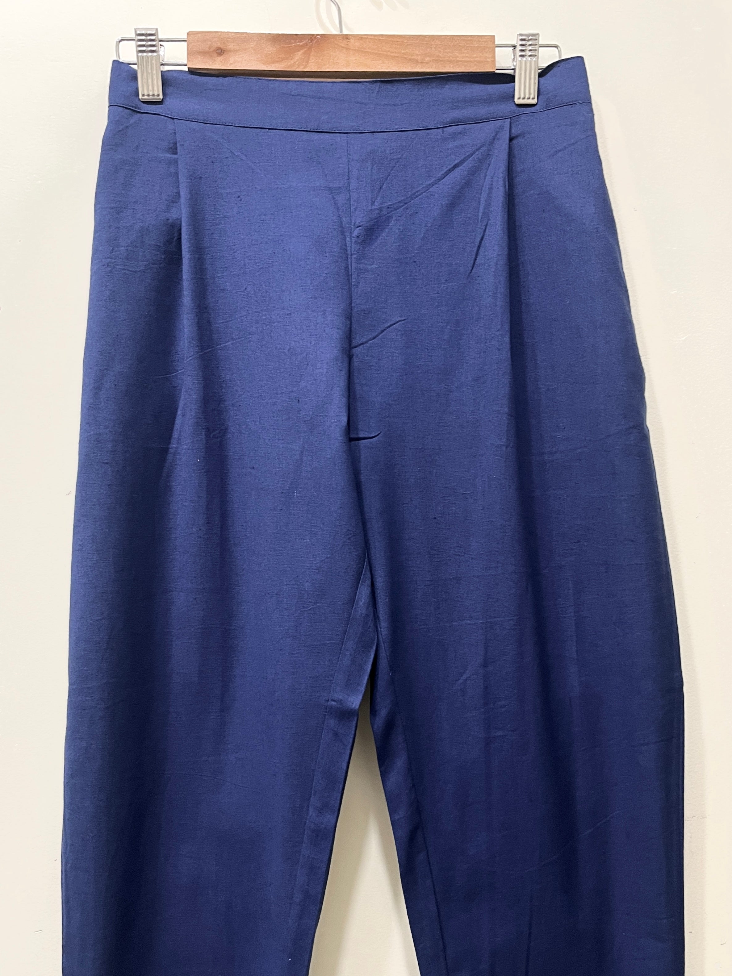 Navy Blue Narrow Leg Cotton Pants