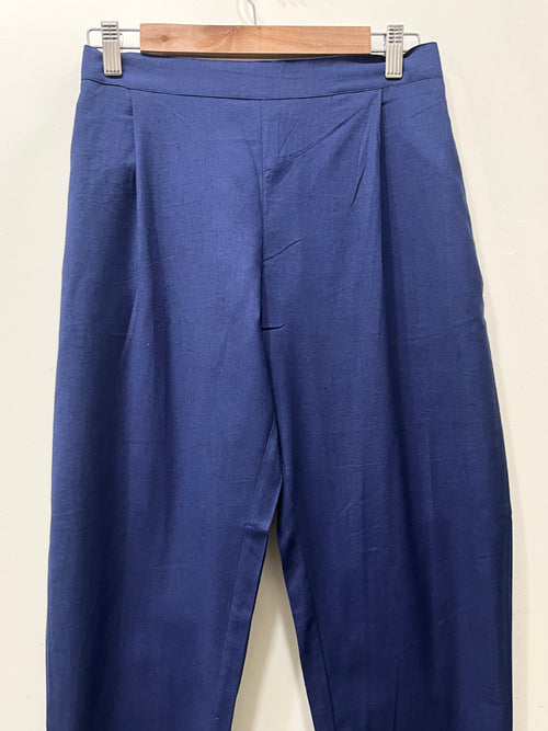 Navy Blue Narrow Leg Cotton Pants