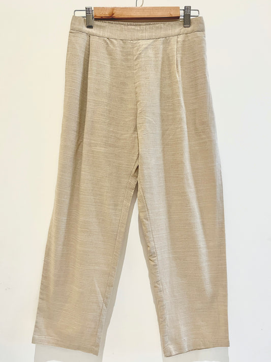 Beige Narrow Leg Cotton Pants