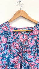 Oceanic Bloom Twist Cotton Short Top