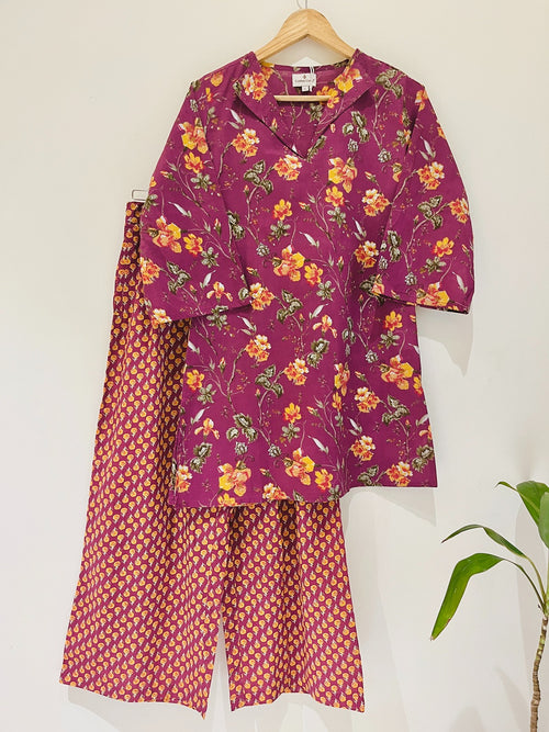 Magenta Floral Cotton Co-Ord set