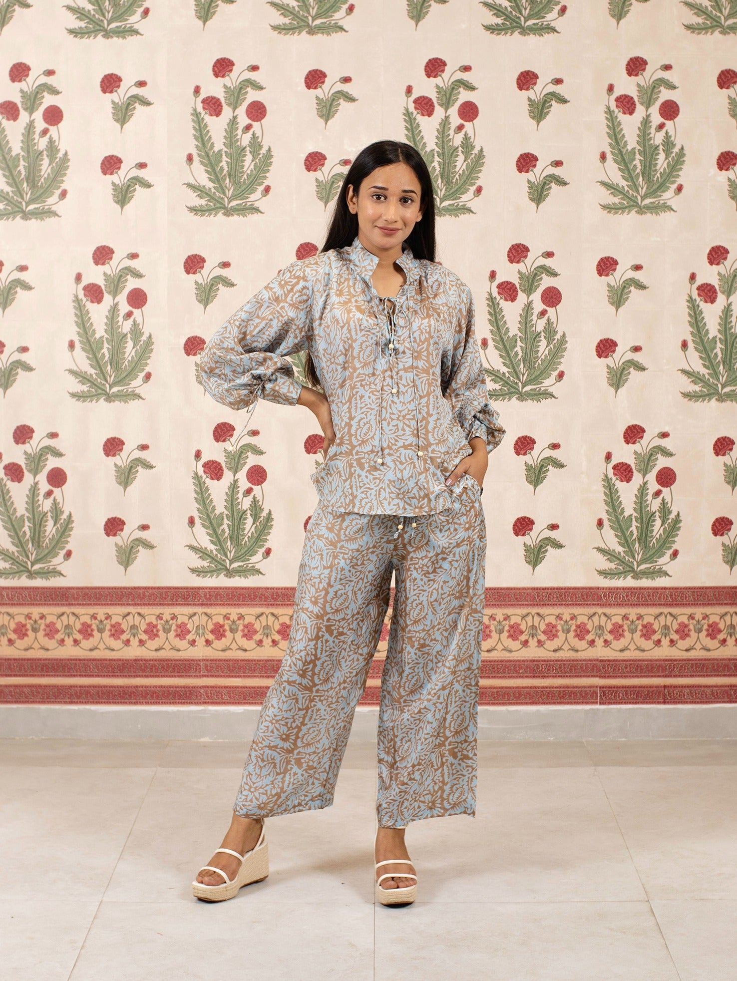 Eris Habotai Silk Co-ord Set, Riverbed