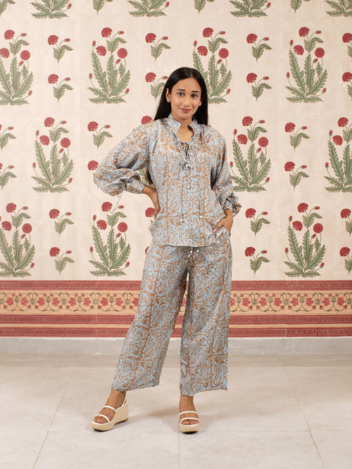 Eris Habotai Silk Co-ord Set, Riverbed