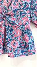 Oceanic Bloom Twist Cotton Short Top