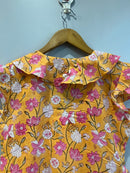 Mustard Floral Ruffle Short Top