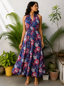 Ocean Petal Halter Dress