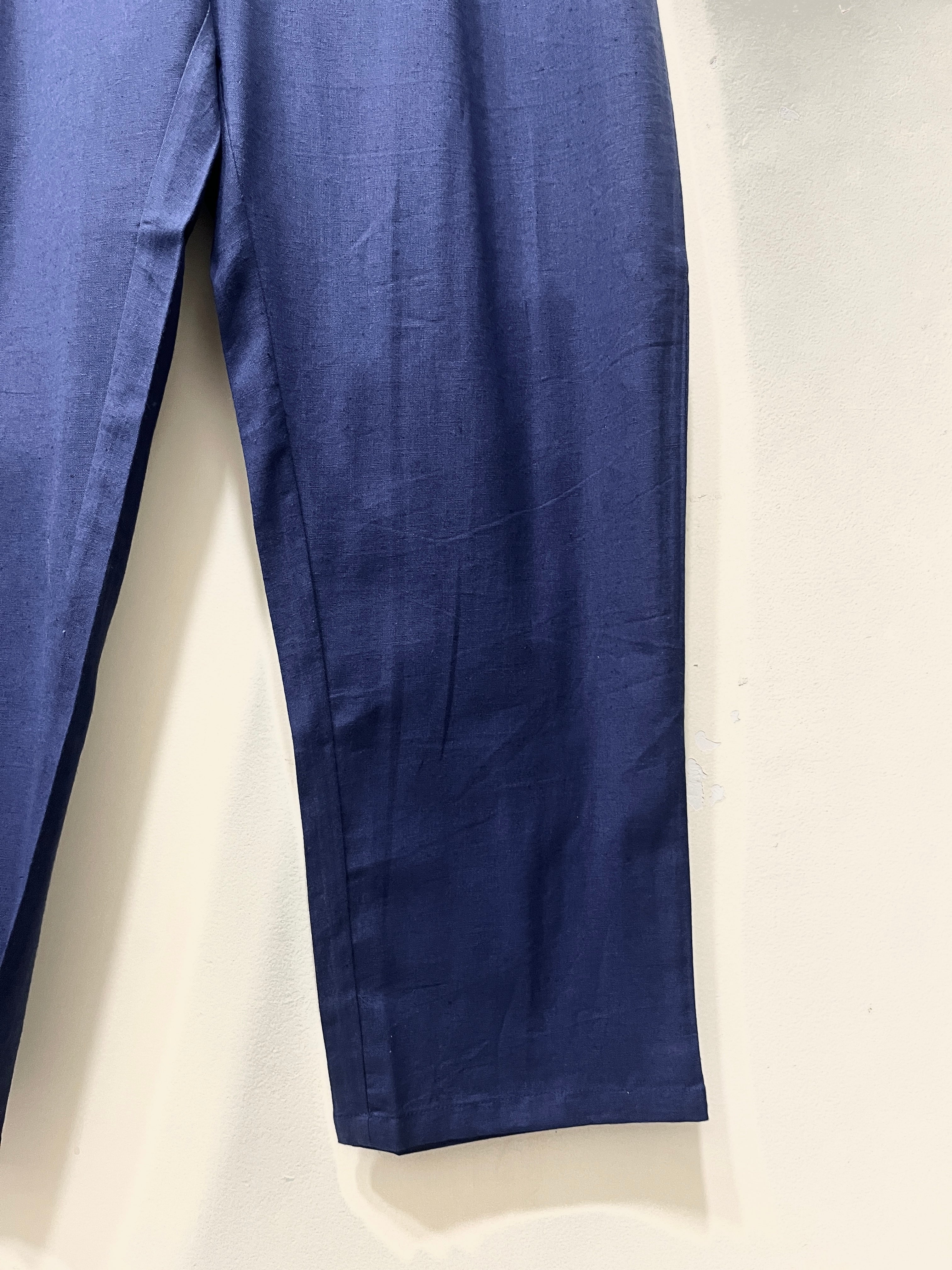 Navy Blue Narrow Leg Cotton Pants