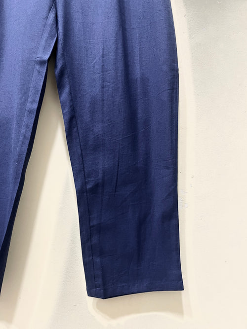 Navy Blue Narrow Leg Cotton Pants