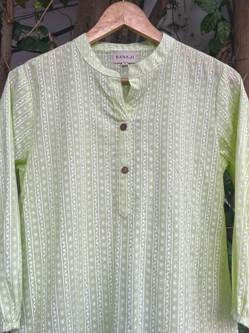 Block Printed Cotton Short Kurti