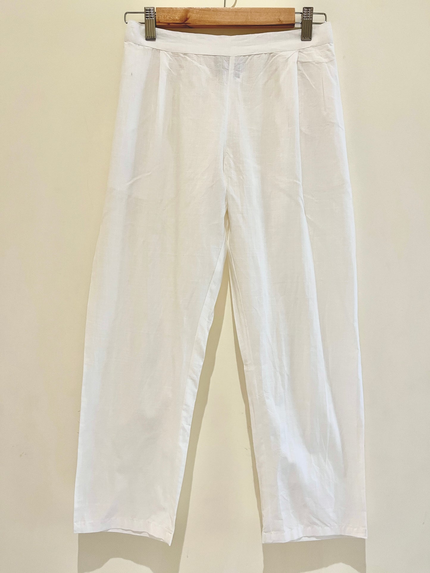 White Narrow Leg Cotton Pants