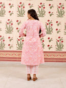 Blushing Floral Kurta Pant Set with Dupatta