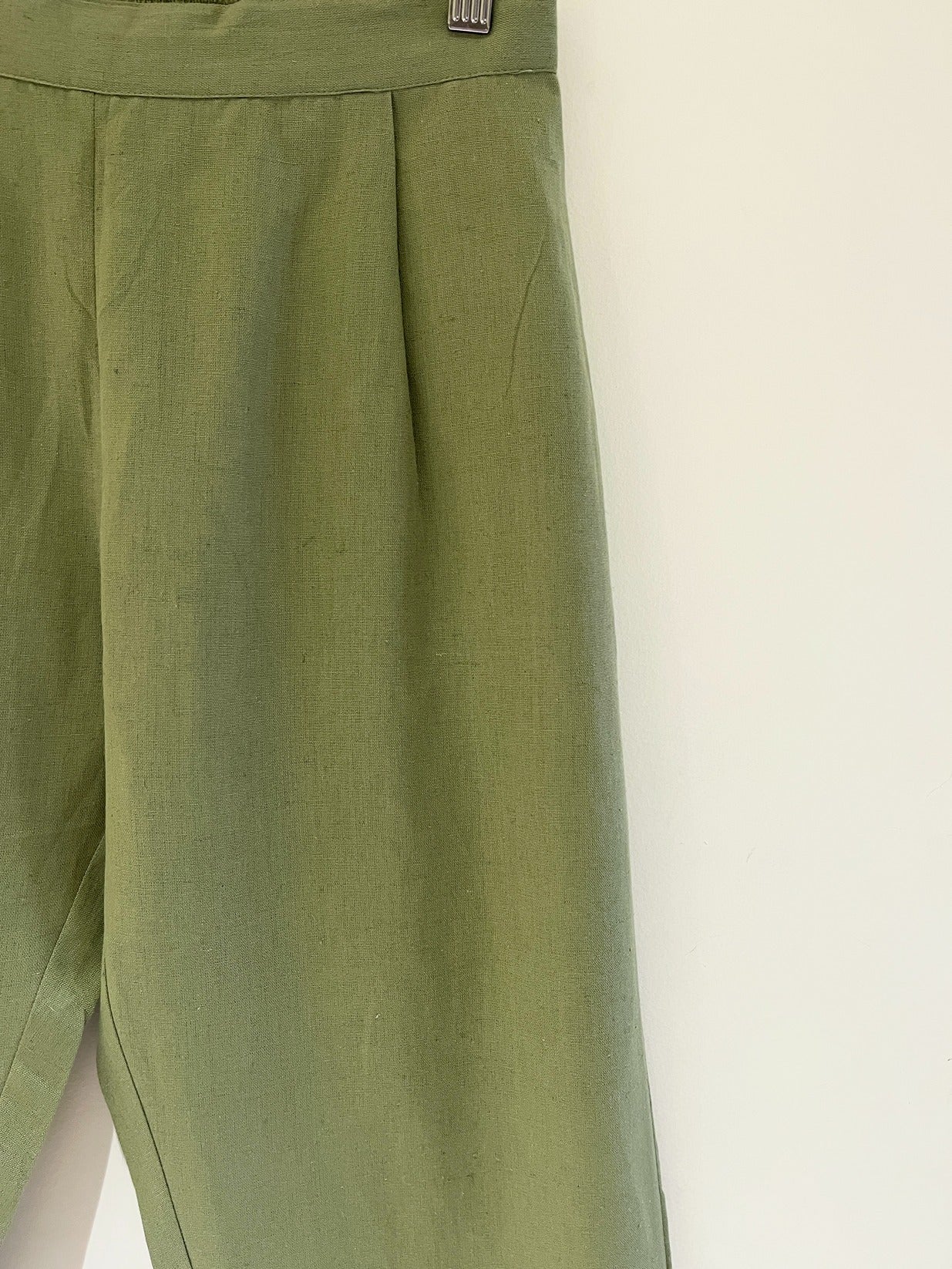 Khaki Green Narrow Leg Cotton Pants