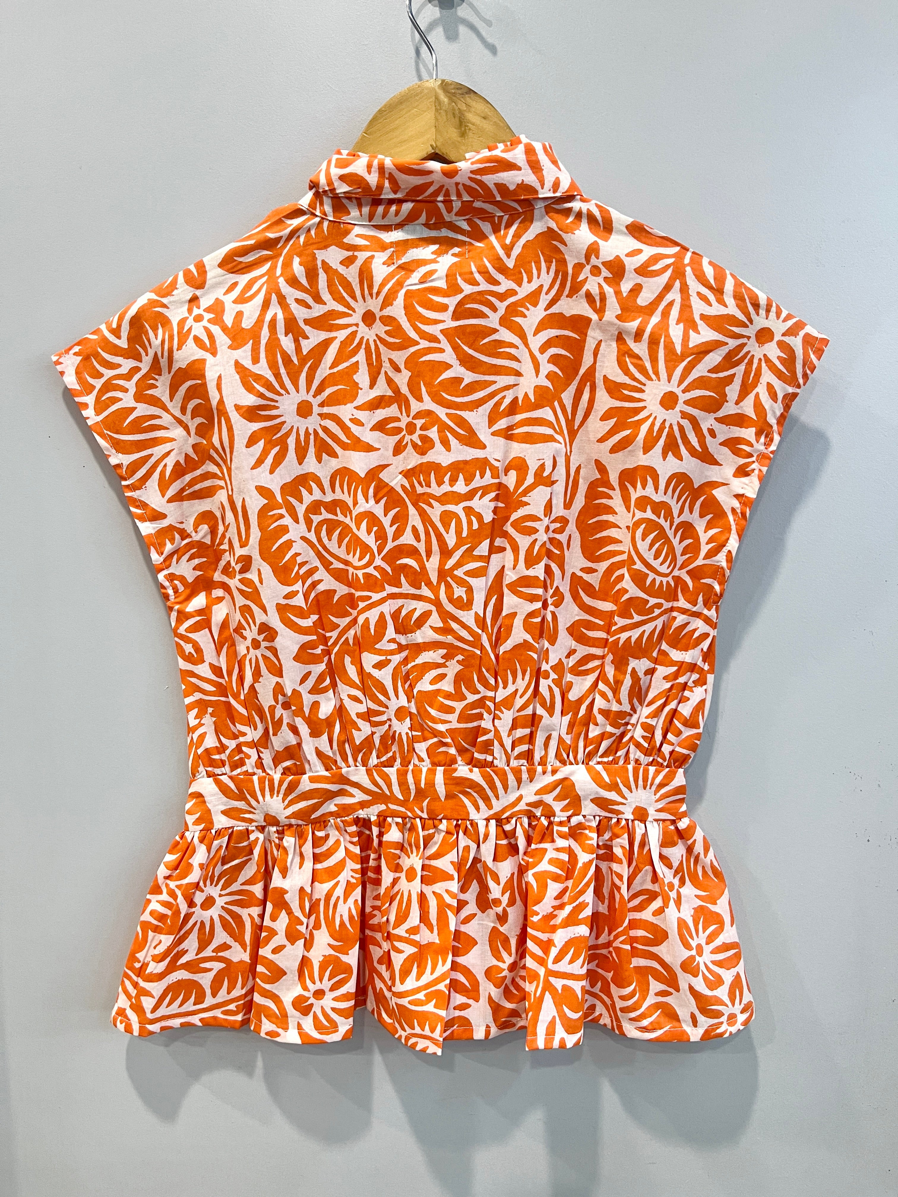 Tangerine Bow-Tie Cotton Top