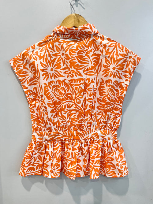 Tangerine Bow-Tie Cotton Top