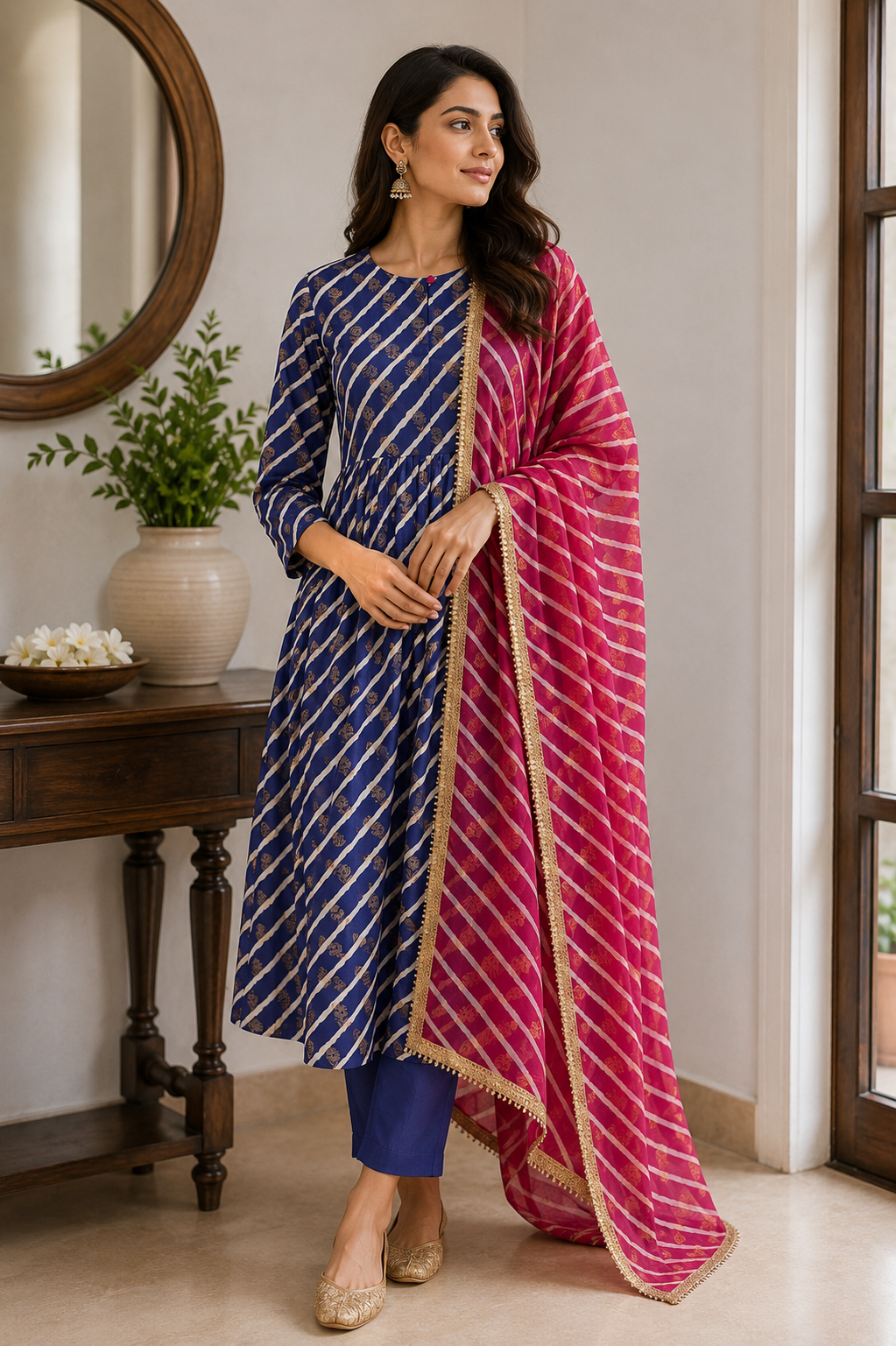 Neelam Gulabi Kurta Set