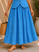 Sapphire Bloom Cotton Skirt